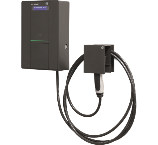 BE-W[2.0] WALL BOX IN THE BUSINESS VERSION WITH LCD, RFID ACCESS, INTEGRATED CABLE AND 22 kW TYPE 2 SOCKET, AND DYNAMIC POWER MANAGEMENT (external energy meter to be ordered separately*)
